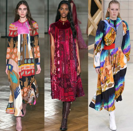 Модные яркие платья с принтом пэчворк – 2018