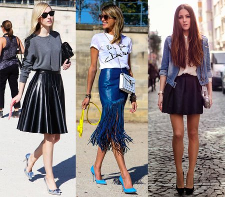 Модные кожаные юбки: с чем носить?